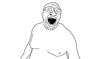 unknown, big z, fat, glasses, open mouth, soyjak, stubble