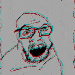 feraljak, angry, animated, distorted, glasses, glitch, mustache, open mouth, soyjak, stubble