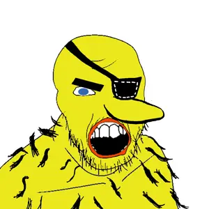 feraljak, angry, blue eyes, eyepatch, open mouth, sowhat, soyjak, stubble