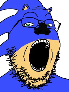 sonic the hedgehog, gapejak, blue, blue skin, ear, glasses, green eyes, hedgehog, open mouth, sega