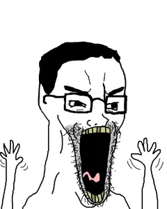 chudjak, excited soyjak, soyak, waow, wewjak, angry, excited, glasses, hair, hands