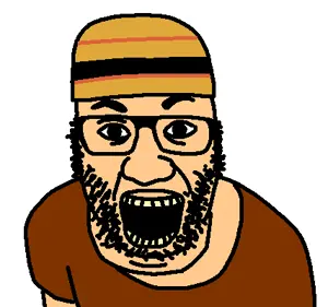 el perro rabioso, clothes, fat, glasses, hat, open mouth, soyjak, stubble, white skin, wojti2000