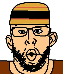 nojak, clothes, ear, fat, glasses, hat, open mouth, soyjak, stubble, wojti2000