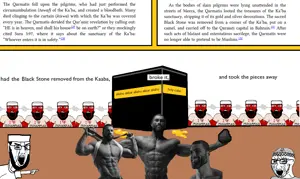 gigachad, chudjak, markiplier soyjak, soyak, science lover, soyak (crying), angry, arab, arabic text, arm