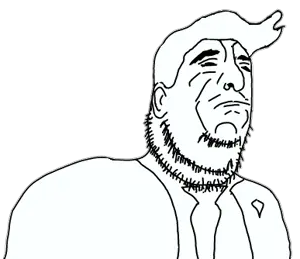 donald trump, trumpjak, closed mouth, clothes, ear, hair, necktie, soyjak, stubble, suit