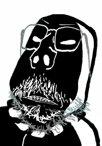 gapejak, scholar, angry, black skin, clenched teeth, closed mouth, clothes, glasses, jack noir, mustache