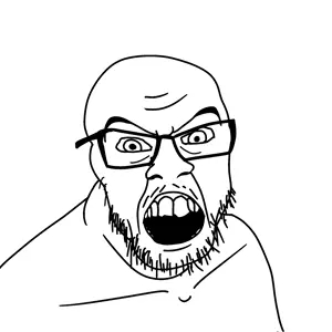feraljak, 1soyjak, angry, glasses, hd, monochrome, mustache, open mouth, soyjak, stubble