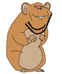 impish soyak ears, animal, buck teeth, ear, full body, grin, hamster, smile, snout, soyjak