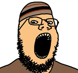 gapejak, clothes, glasses, hat, open mouth, redraw, soyjak, stubble, white skin, wojti2000