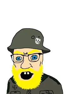 feraljak, tetojak, aryan, a10 eyes, angry, beard, blonde beard, blue eyes, buck teeth, clothes