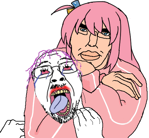 bernd, chudjak, the weak should fear the strong, 2soyjaks, anime, bloodshot eyes, blue eyes, bocchi the rock, choke hold, crying
