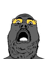 rangujak, glasses, gray skin, mustache, open mouth, soot colors, soyjak, stubble