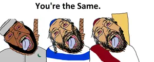 bernd, 3soyjaks, beard, bloodshot eyes, brown skin, christianity, clothes, crucifixion, glasses, hair
