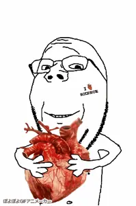 gapejak, wholesome soyjak, animated, arm, black eyes, byonbyon, chin, double chin, forehead lines, glasses
