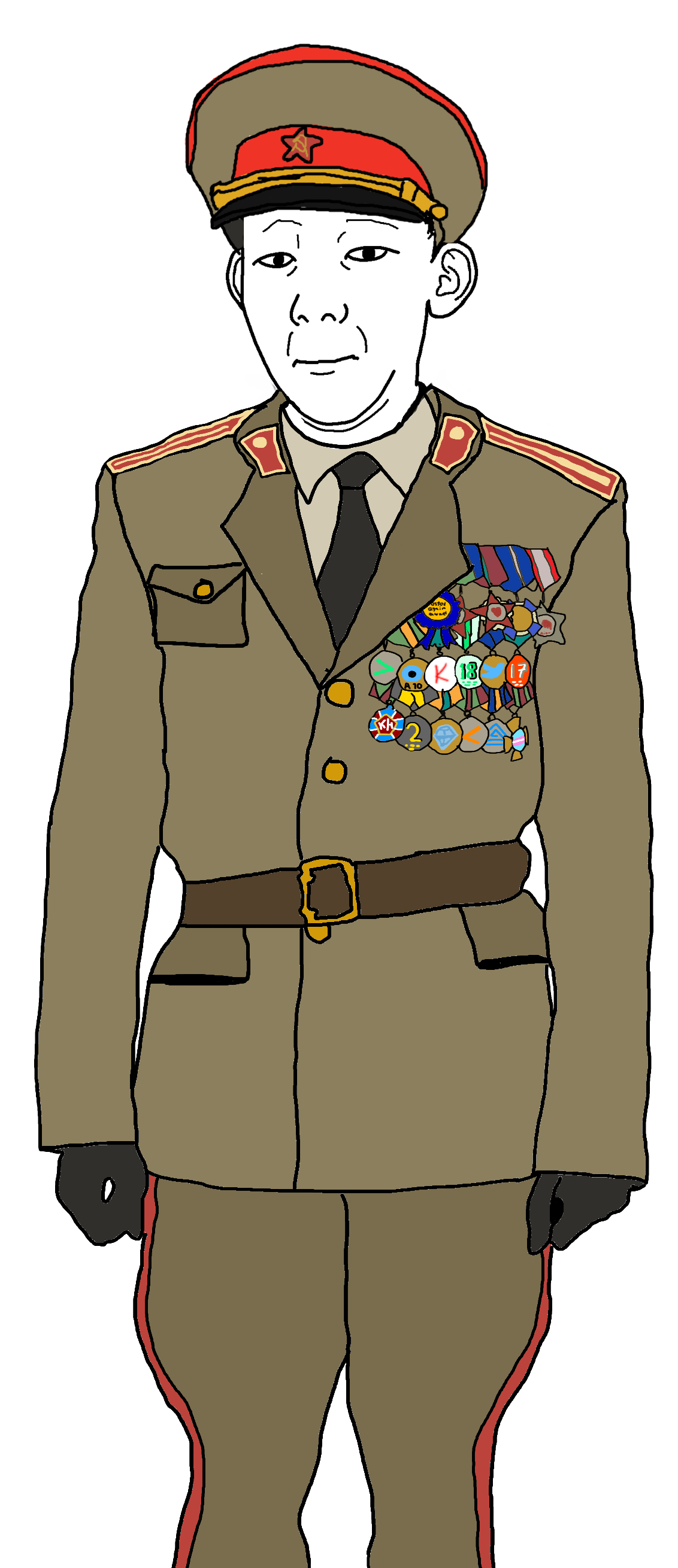 kuzjak, 4chan, award, badge, closed mouth, clothes, coal, collar tabs, communism, epaulettes