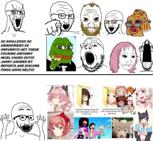 astolfo, asuka langley soryu, coomer wojak, daddy's girl wojak, pepe, sayori, wojak, excited soyjak, gapejak, soyak