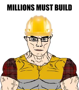 chudjak, chudjak front, muscular chud, buff, construction, construction worker, glasses, hard hat, looking at you, millions must die