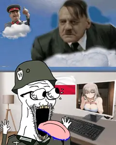 joseph stalin, excited soyjak, soyak, waow, wewjak, /bant/, adolf hitler, animated, anime, arm
