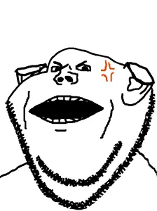impish soyak ears, anger mark, angry, ear, folded ears, open mouth, soyjak, stubble