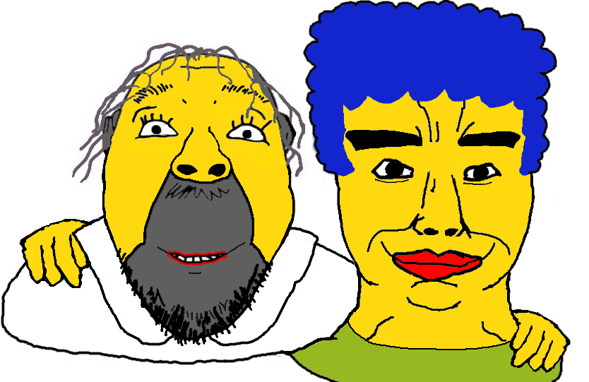 homer simpson, marge simpson, bernd, chudjak, chudjak front, chud troon alliance, 2soyjaks, blue hair, brother, cartoon