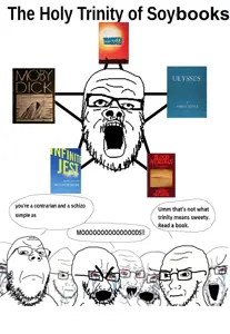 cryboy soyjak, gapejak, markiplier soyjak, soyak, /lit/, book, crying, glasses, mustache, open mouth