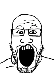 markiplier soyjak, flipped, glasses, open mouth, soyjak, stubble