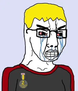 nate higgers, chudjak, natejak, badge, blonde hair, bloodshot eyes, clenched teeth, clothes, crying, glasses