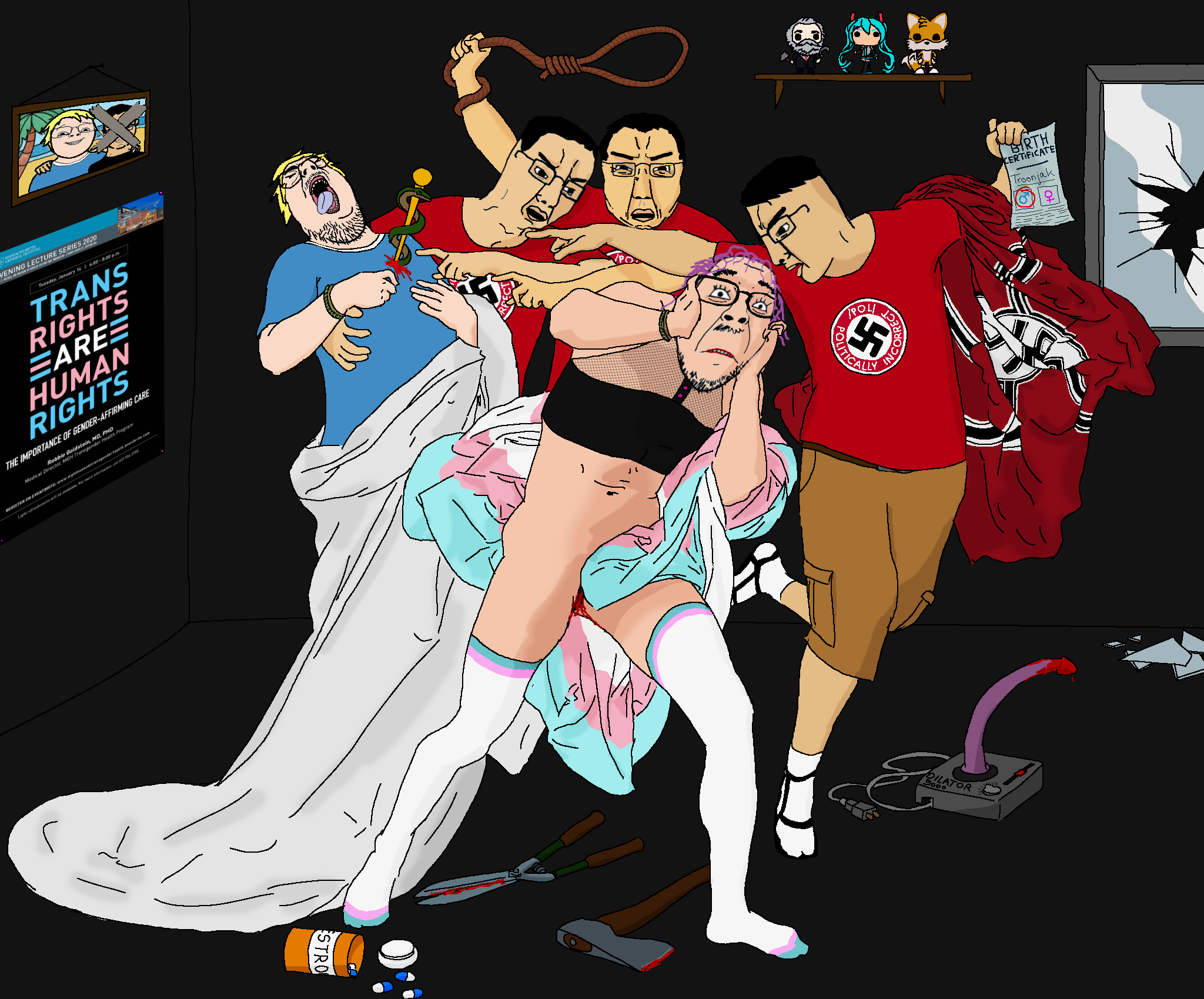 hatsune miku, bernd, chudjak, hydejak, /pol/, angry, art, axe, birth certificate, blonde hair