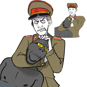 gapejak, kuzjak, 2soyjaks, arm, blonde hair, buff, choke hold, closed mouth, clothes, collar tabs