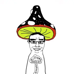 shroomjak, wojak, chudjak, chudjak front, colorjak, chud, closed mouth, ear, glasses, hair