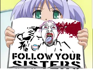 bernd, anime, blood, bloodshot eyes, bokusatsu tenshi dokuro-chan, green eyes, gun, hair, holding object, lipstick