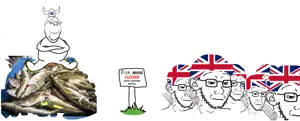 gapejak, soyak, wholesome soyjak, animal, closed mouth, country, crossed arms, ear, fish, flag