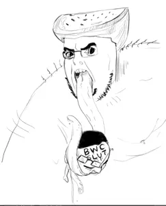 chudjak, cobson, angry, bwc, closed mouth, decapitation, food, fruit, glasses, hair