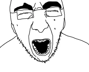cajak, cajak, closed eyes, ear, glasses, open mouth, soyjak, stubble