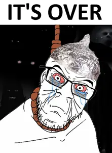 feraljak, its over, bloodshot eyes, clenched teeth, closed eyes, clothes, crying, dark, glasses, hanging