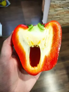 markiplier soyjak, food, objectsoy, open mouth, pareidolia, pepper, real life, vegetable