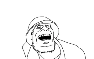 soldier (team fortress 2), unknown, clothes, ear, glasses, hat, helmet, open mouth, painis cupcake, soyjak