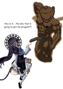 bernkastel, impish soyak ears, animated, anime, bbc, blacked, buff, closed mouth, cuck, ear