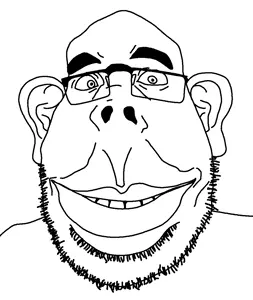 obsjak, closed mouth, ear, glasses, grin, soyjak, stubble