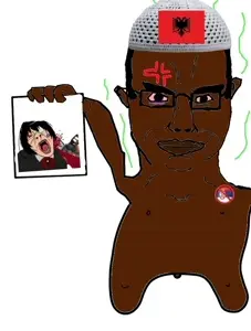 bernd, chudjak, chainsaw bernd, chudjak front, 2soyjaks, albania, anger mark, black skin, bleeding wound, blood