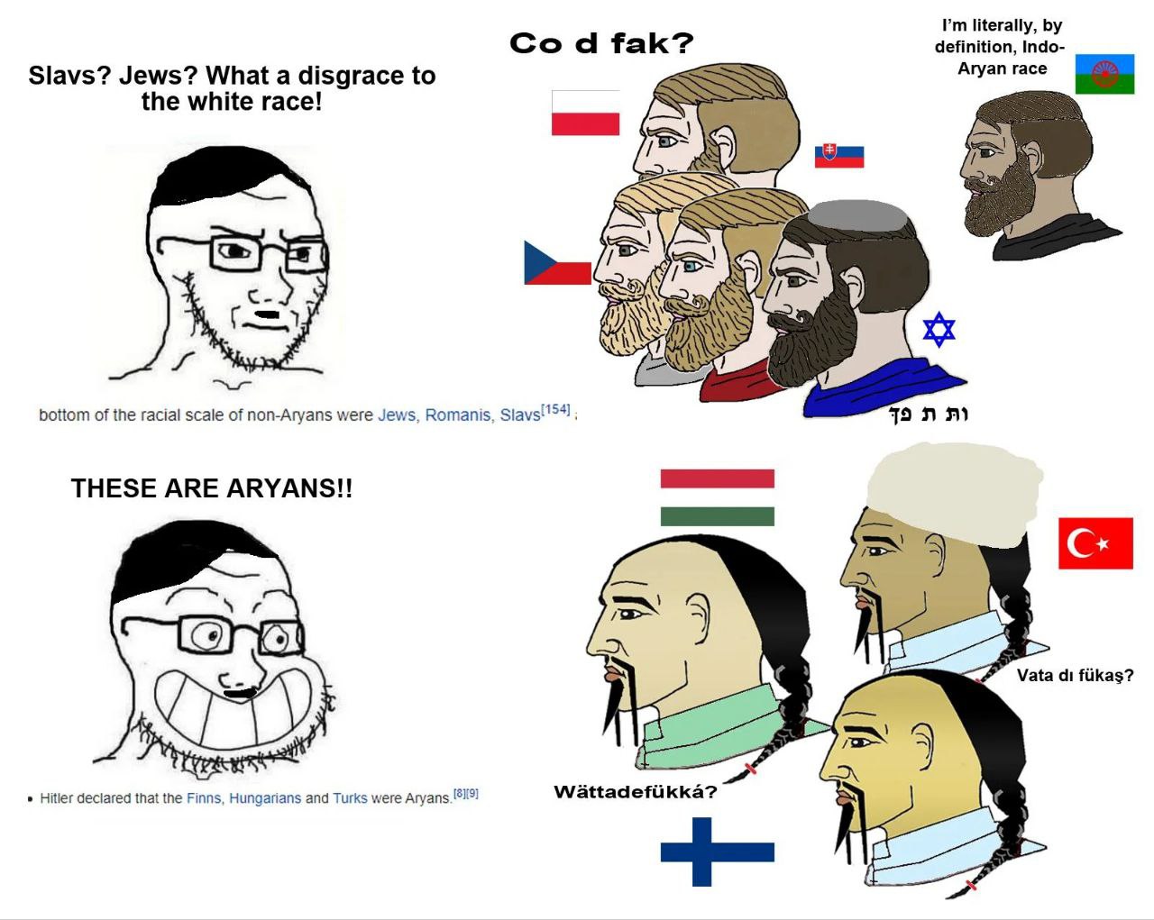 yes chad, soyak, soyak (irritated), aryan, calarts, 2soyjaks, a10 eyes, adolf hitler, asian, beard