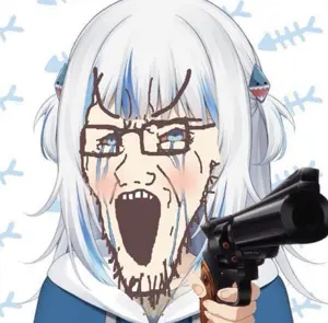 soyak, anime, bloodshot eyes, blue eyes, clothes, crying, gawr gura, glasses, hair, hololive