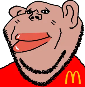 impish soyak ears, impish amerimutt, amerimutt, brown skin, closed mouth, clothes, ear, happymutt, mcdonalds, soyjak