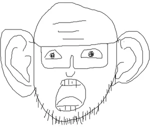 earman, unknown, ear, glasses, oekaki, open mouth, soyjak, stubble