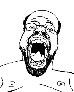 nigjak, balding, beard, fat, glasses, hair, nipple, open mouth, soyjak