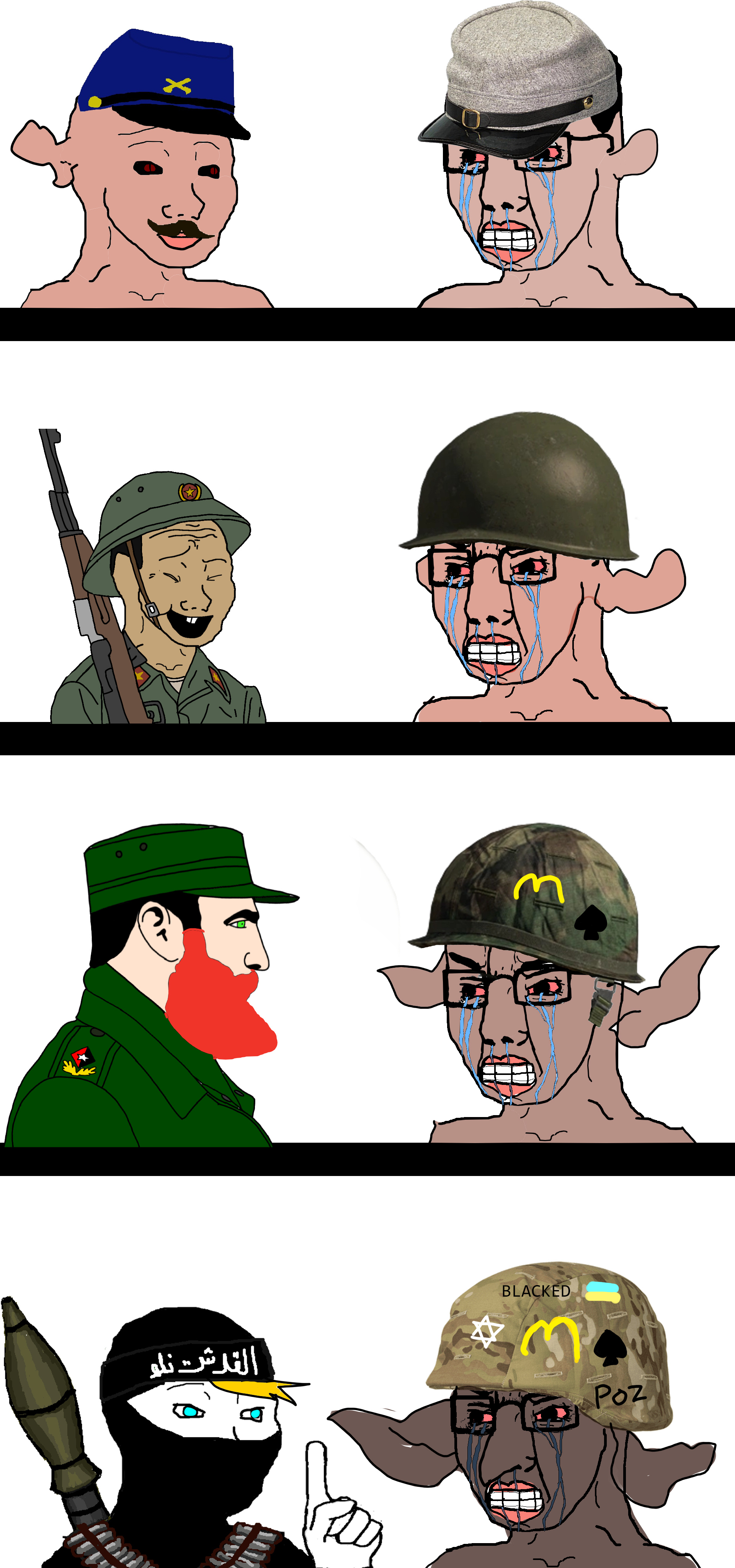 wojak, chudjak, amerimutt, 4soyjaks, afghanistan, angry, beard, black skin, blacked, bloodshot eyes
