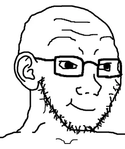soyak, 1soyjak, animated, chewing, ear, glasses, monochrome, smile, soyjak, stubble