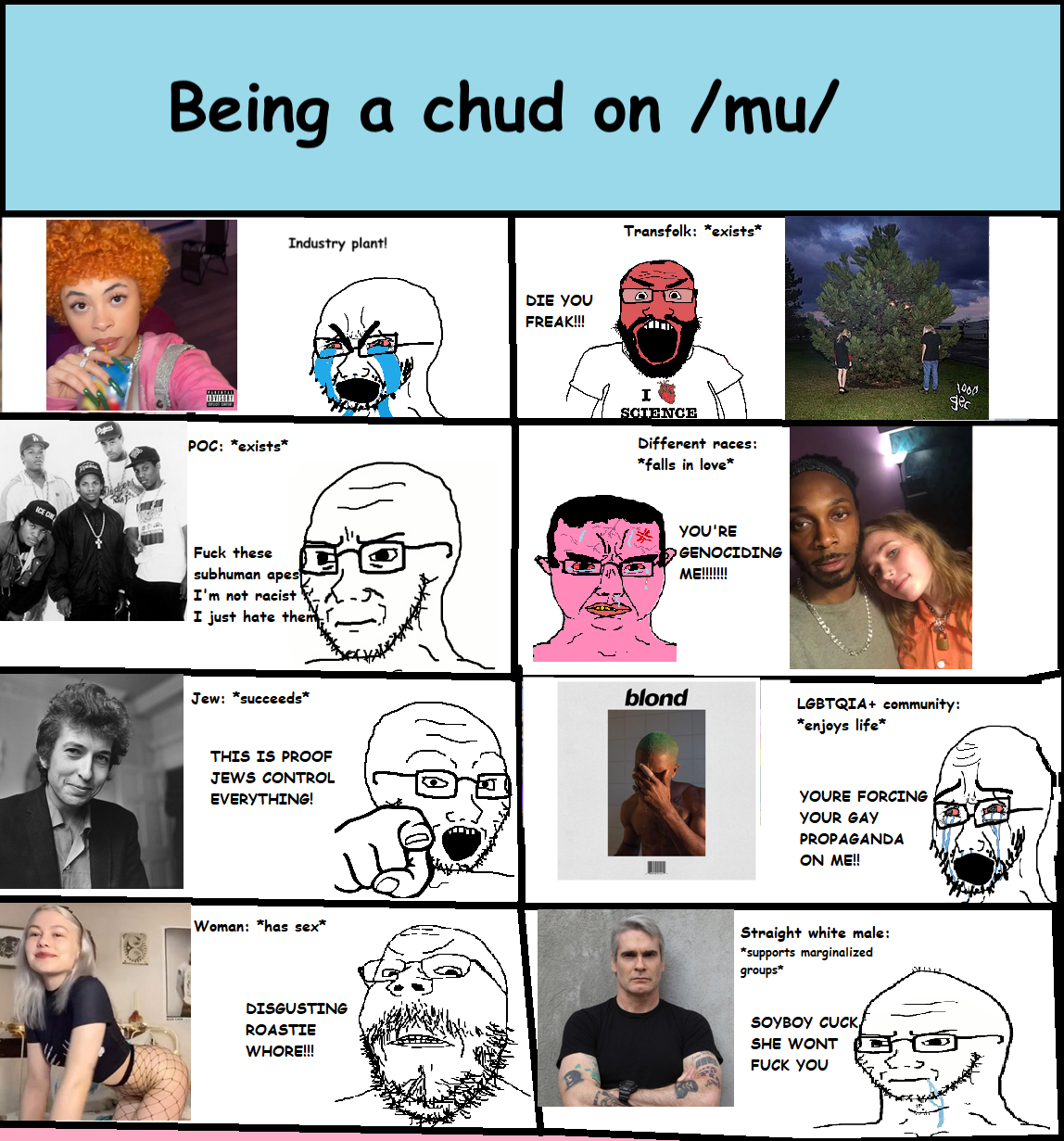 chudjak, cryboy soyjak, gapejak, markiplier soyjak, soyak, mustached gapejak, science lover, /mu/, /pol/, 100 gecs