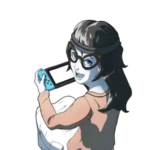 soytan, art, beanie, blue eyes, clothes, female, glasses, hair, hat, nintendo