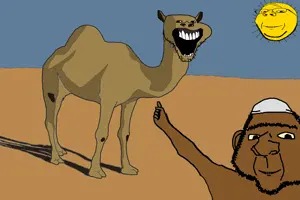 gapejak, impish soyak ears, ishish soyak ears, splicejak, wholesome soyjak, 3soyjaks, animal, arm, brown skin, camel